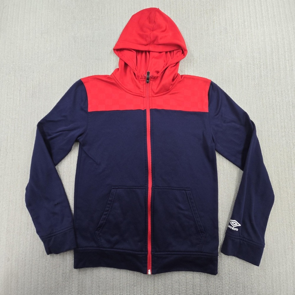 Umbro Hoodie Youth X Large 16/18 Blue Colorblock Full Zip Fleece Sweatshirt Boys